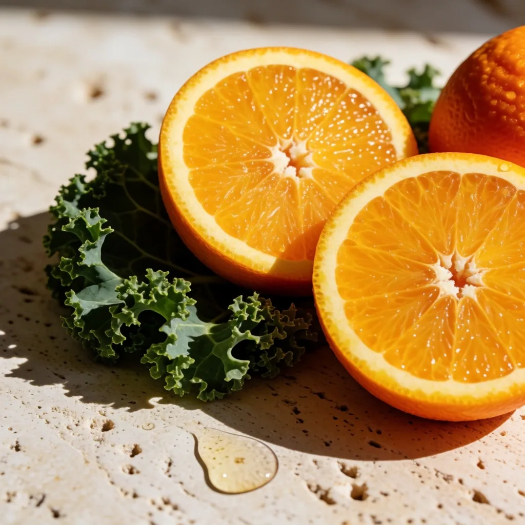 Naranjas frescas sobre superficie de piedra caliza